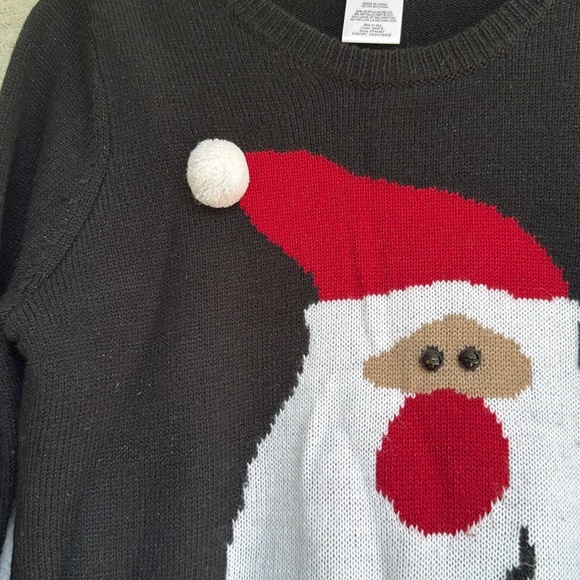 Ugly Christmas Sweater Black Pullover With Santa Size Large - Picture 4 of 6